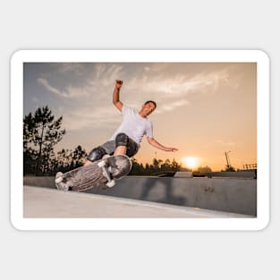 Skateboarder in a concrete pool Sticker